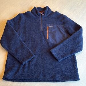 Men’s Orvis Wool Blend Quarter Zip Blue‎ Jacket Sweatshirt Size XL